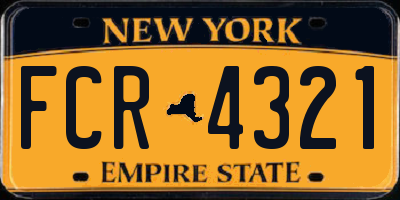 NY license plate FCR4321