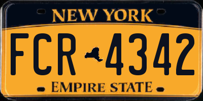 NY license plate FCR4342