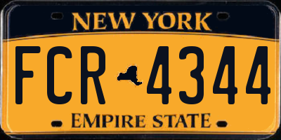 NY license plate FCR4344