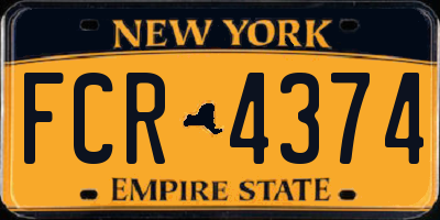 NY license plate FCR4374