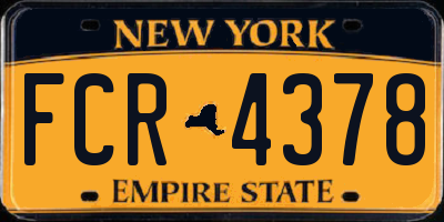 NY license plate FCR4378