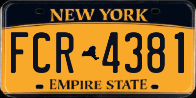 NY license plate FCR4381