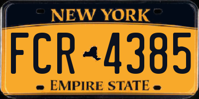NY license plate FCR4385