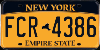 NY license plate FCR4386