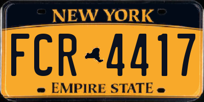 NY license plate FCR4417