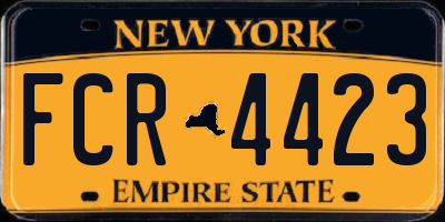 NY license plate FCR4423