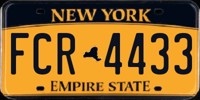 NY license plate FCR4433