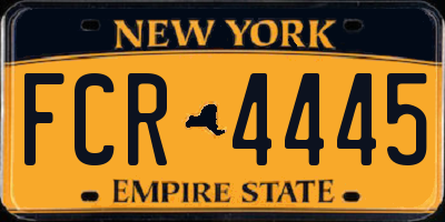 NY license plate FCR4445