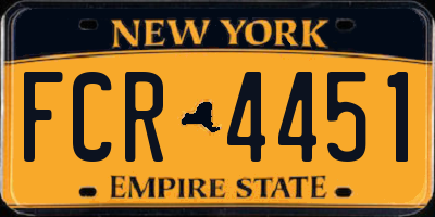 NY license plate FCR4451