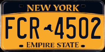 NY license plate FCR4502