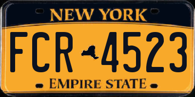 NY license plate FCR4523