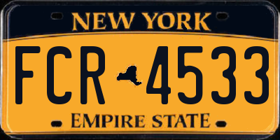 NY license plate FCR4533