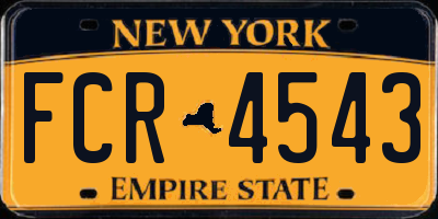 NY license plate FCR4543