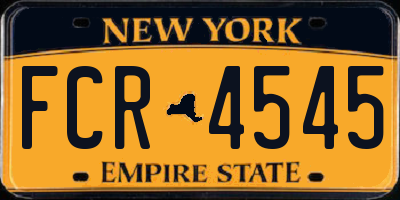 NY license plate FCR4545