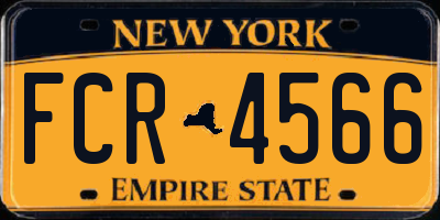 NY license plate FCR4566