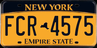 NY license plate FCR4575