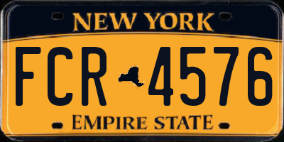 NY license plate FCR4576