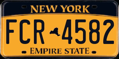 NY license plate FCR4582