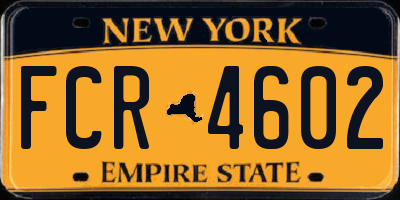NY license plate FCR4602
