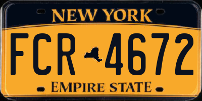 NY license plate FCR4672