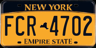 NY license plate FCR4702