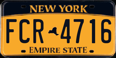 NY license plate FCR4716