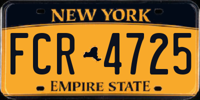 NY license plate FCR4725