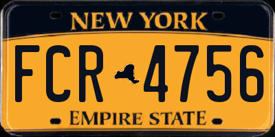 NY license plate FCR4756