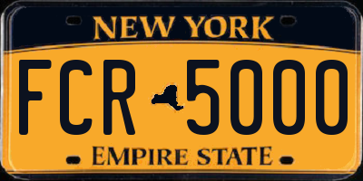 NY license plate FCR5000