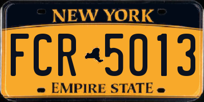 NY license plate FCR5013