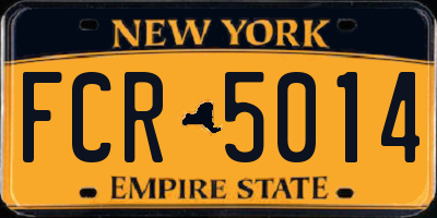NY license plate FCR5014