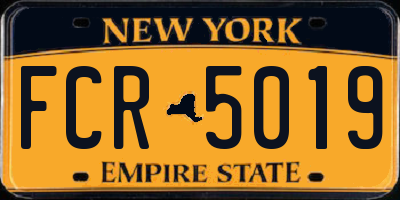 NY license plate FCR5019