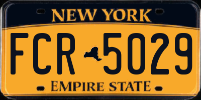 NY license plate FCR5029