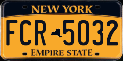 NY license plate FCR5032