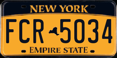 NY license plate FCR5034