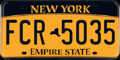 NY license plate FCR5035