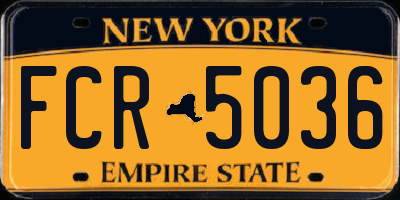 NY license plate FCR5036