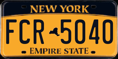 NY license plate FCR5040