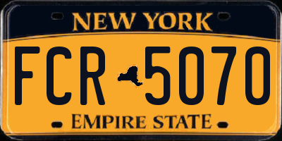 NY license plate FCR5070