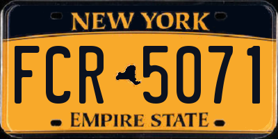 NY license plate FCR5071