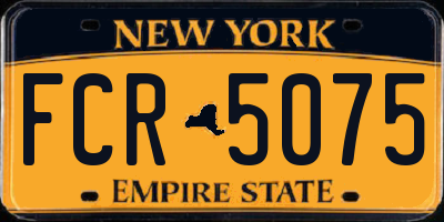 NY license plate FCR5075