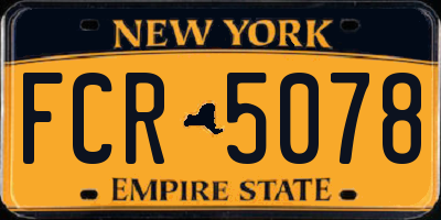 NY license plate FCR5078