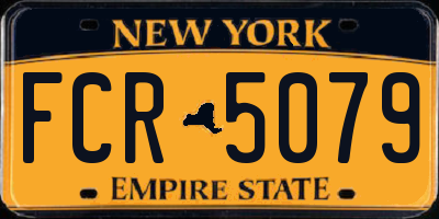 NY license plate FCR5079