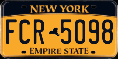 NY license plate FCR5098
