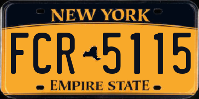 NY license plate FCR5115