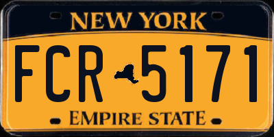 NY license plate FCR5171