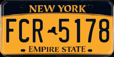 NY license plate FCR5178