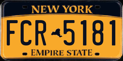 NY license plate FCR5181