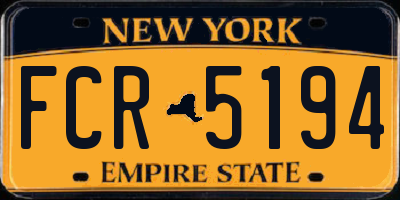 NY license plate FCR5194