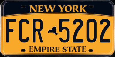 NY license plate FCR5202